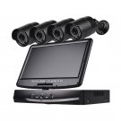 4 Ch Security System 10.1 inch LCD 1080N AHD DVR 4×1.0MP Weatherproof Cameras Night Vision