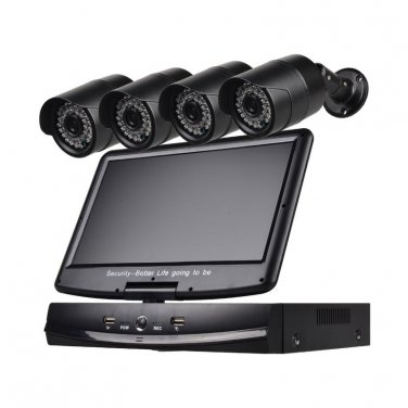 4 Ch Security System 10.1 inch LCD 1080N AHD DVR 4&Atilde;�1.0MP Weatherproof Cameras Night Vision