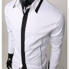 Autumn Cotton Shirt Boutique False tie Business Casual Long-sleeved Shirt Men's ShirtsWhite