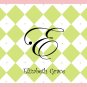 Personalized Pink & Green Diamond Note Cards