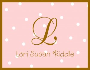 Personalized Pink & Bown Dot Note Cards