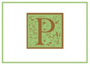 Personalized Green & Bown Monogram Note Cards