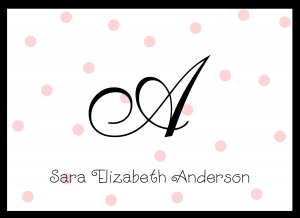Personalized Pink Dot Note Cards