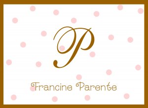 Personalized Pink Dot Note Cards
