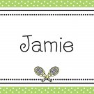 Personalized Tennis with Green Border Note Cards