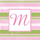 Personalized Pink & Green Stripe Monogram Note Cards