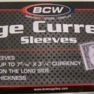 1 Pack 100 BCW Currency Poly Sleeves soft - Large Bill size