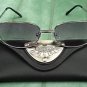 BIFOCAL READING SUNGLASSES GLASSES WITH CASE LARGE SILVER METAL FRAME +1.75
