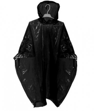 4 WATERPROOF PONCHOS CAPE MAC FESTIVALS BLACK DISPOSABLE EMERGENCY RAINCOAT