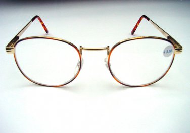 NEW LARGE READING GLASSES +3.5 COPPER GOLD COLOUR SPRUNG ARM 5011
