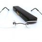 BRAND NEW BLACK MENU READING GLASSES SLIM RIMLESS SPRUNG ARM FRAMES PLUS CASE