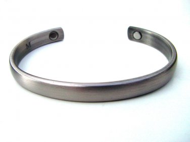 MAGNETIC ROUNDED DARK SILVER COLOUR SOLID COPPER THERAPY BRACELET BANGLE