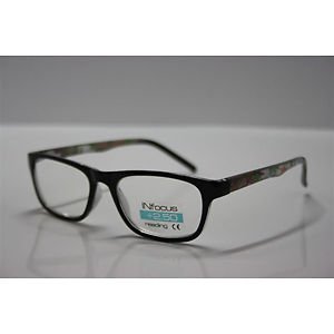 WAYFARER STYLE READING GLASSES BLACK FRAME PURPLE GREEN FLORAL ARMS A6050A +1.50