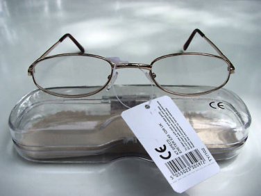READING GLASSES GOLD METAL FRAMES + CASE + 3.50 TY102