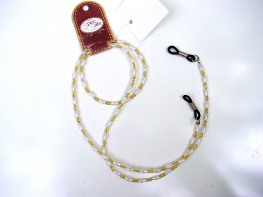 PRETTY SPEC SAFE GLASSES NECKLACE CORD STRING WHITE PEARLY BEADS