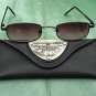 BIFOCAL READING SUNGLASSES GLASSES WITH CASE SLIM BLACK METAL FRAME +2.5