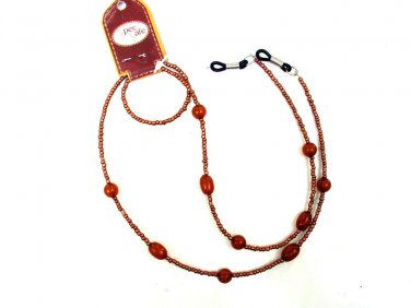 PRETTY SPEC SAFE GLASSES NECKLACE CORD STRING COPPER BROWN BEADS