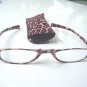 NEW CHEETAH PATTERN READING GLASSES & POUCH +3.0 D519