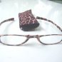 NEW CHEETAH PATTERN READING GLASSES & POUCH +3.0 D519