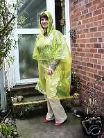 4 WATERPROOF PONCHOS CAPE MAC FESTIVALS YELLOW DISPOSABLE EMERGENCY RAINCOAT