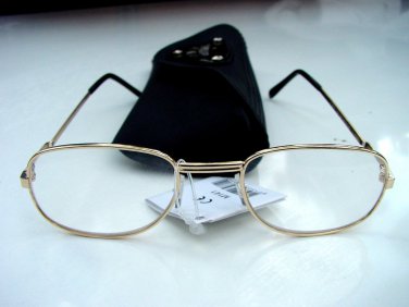 NEW READING GLASSES PALE GOLD METAL FRAMES + CASE +1.0 M141