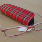 2 PAIRS RED TARTAN READING GLASSES +1.0 PLUS CASE D507