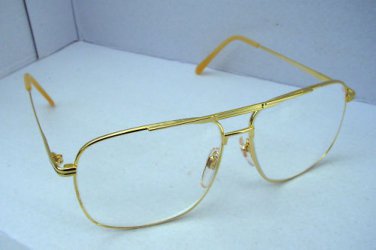 SQUARE AVIATOR STYLE READING GLASSES GOLD METAL +3.0