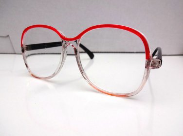 FUNKY RETRO READING GLASSES RED & CLEAR FRAMES +2.75 DEMI