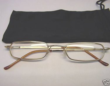 SPRUNG ARM READING GLASSES +3 +3.0 GILT THIN D502