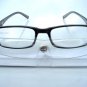 STYLISH BIFOCAL CLEAR READING GLASSES + 3.50 BLACK WITH SUBTLE STRIPE R652