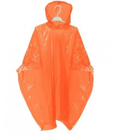 4 WATERPROOF PONCHOS CAPE MAC FESTIVALS ORANGEDISPOSABLE EMERGENCY RAINCOAT