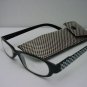 READING GLASSES BLACK/GREY CHECK + CASE +3.0 D495