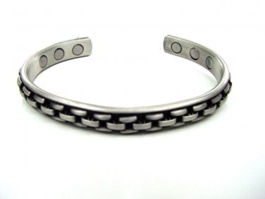 MAGNETIC SOLID COPPER PEWTER COLOUR CHUNKY BRACELET BANGLE UNISEX