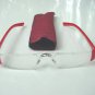 NEW RED RIMLESS READING GLASSES & POUCH +1.0 D512
