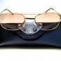 BIFOCAL LARGE GOLD METAL FRAME READING SUNGLASSES GLASSES WITH CASE + 1.0