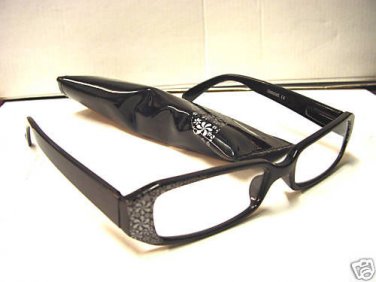 STYLISH READING GLASSES DESIGNER BLACK SILVER +1.5 D503