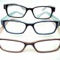 3 PAIRS OF COLOURED PATTERNED WAYFARER STYLE READING GLASSES & CASES +2.5 D532