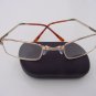 FOLDING READING GLASSES SPRUNG ARM HARD CASE +3.0 GOLD COLOURED FRAME F4