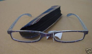 BLUE TARTAN CHECK READING GLASSES +1.0 PLUS CASE D507