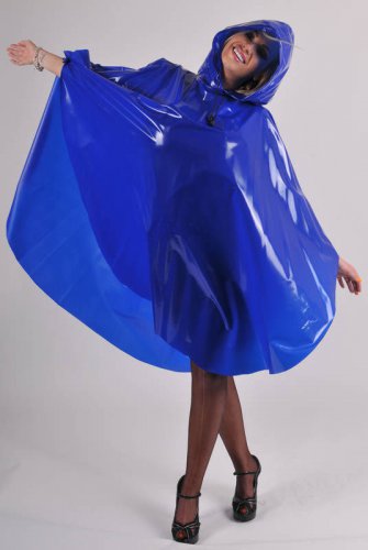 TOP QUALITY UNISEX BLUE PVC PONCHO RAINCOAT MAC COAT FESTIVAL CAMPING PR11
