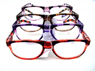 4 PAIRS OF CHECK PATTERN WAYFARER STYLE READING GLASSES +3.0 D529