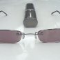 TINTED SLIM READING GLASSES SUN READERS SPRUNG ARMS +1.0 STRENGTH + CASE D1