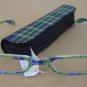 GREEN TARTAN CHECK READING GLASSES +3.0 PLUS CASE D507