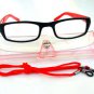 BLACK RED READING GLASSES WITH NECK CORD & CASE +3.0 D523
