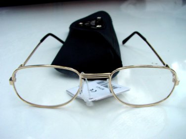 NEW READING GLASSES PALE GOLD METAL FRAMES + CASE +2.0 M141
