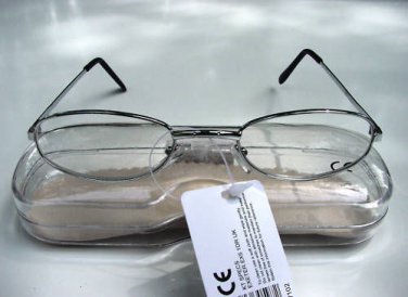 READING GLASSES SILVER FRAMES + CASE +2.0 TY102