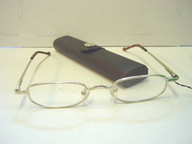 READING GLASSES SPRUNG ARM & BRONZE CASE + 3.0 C7