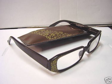 STYLISH READING GLASSES DESIGNER BROWN GOLD +3.0 D503