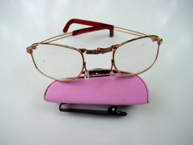 FOLDING READING GLASSES WITH PINK CLIP CASE +2.25 F2
