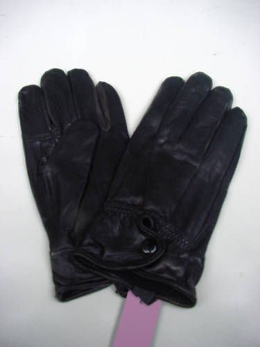 NWT 1 PAIR LADIES REAL LEATHER GLOVES FLEECE LINED BLACK SIZE M/L